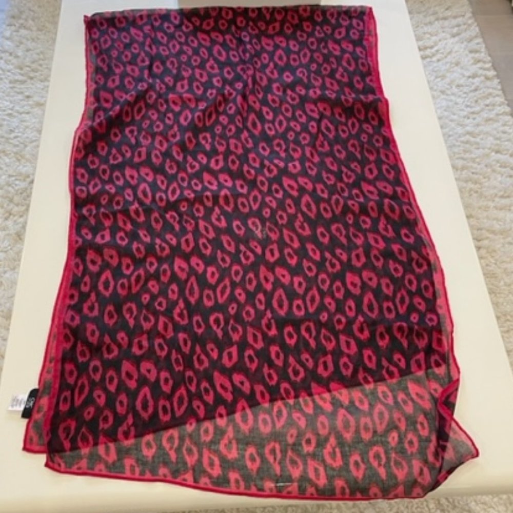 🔥Chic by JACOB Red & Black Leopard Print Shear Scarf ~ NWOT